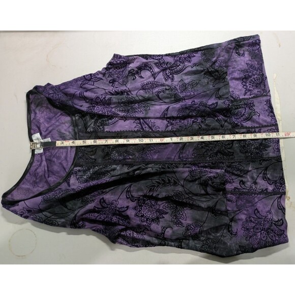Dressbarn Women's Sz 1X Burnout Velvet Blouse Top Purple Goth Whimsigoth Witchy - Picture 5 of 6